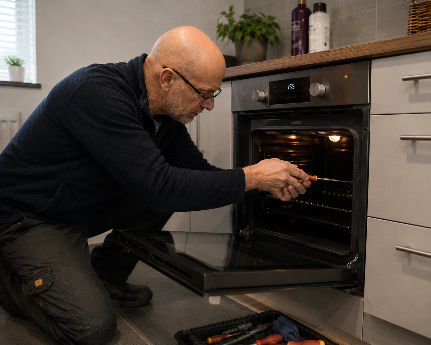 Oven repair in progress